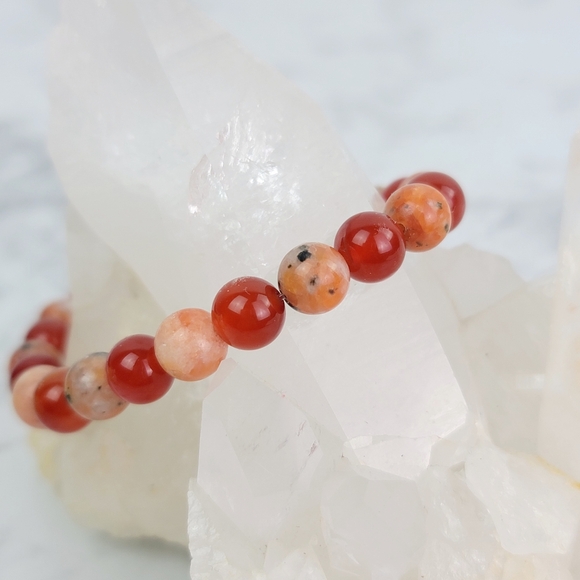 RESERVED for Jolena - Sunstone and Carnelian crystal bead bracelet jewelry - Picture 4 of 7